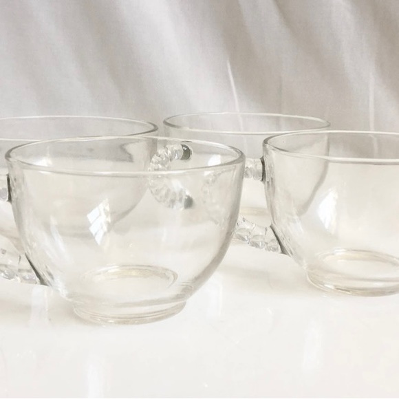 Federal glass co snack plate and mugs set. Clear glass - Picture 7 of 13